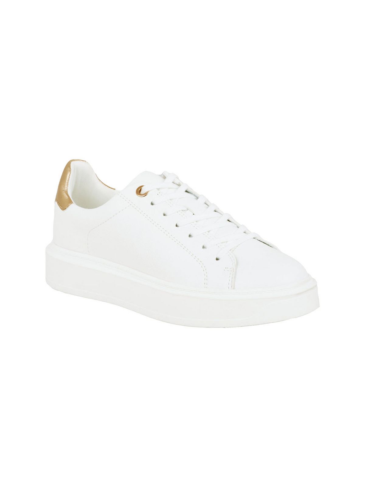 white leather-look metallic panel chunky trainers