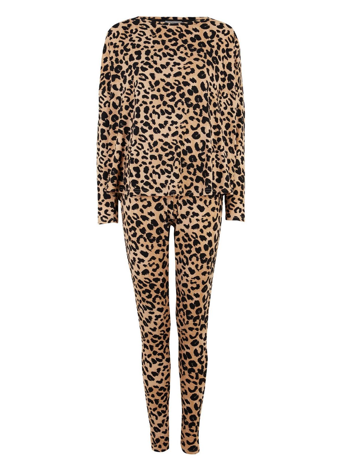 brown leopard soft touch leggings pyjama