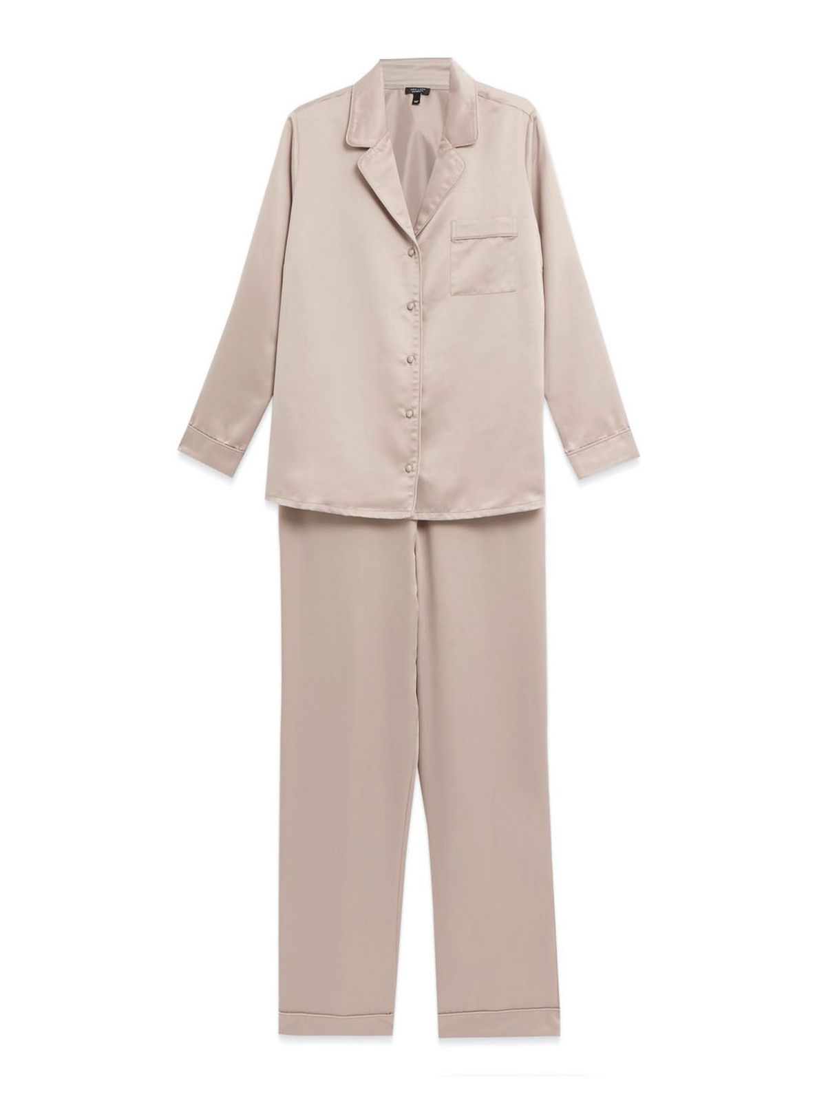 maternity stone satin revere collar trouser pyjama set