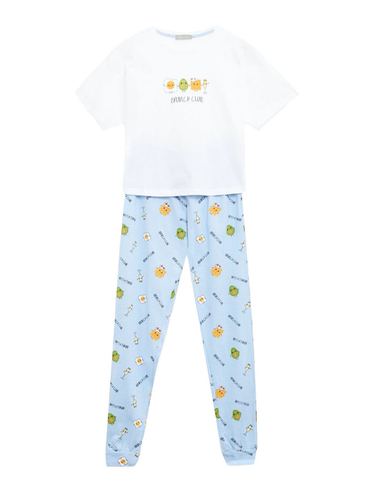 white brunch club logo jogger pyjama set