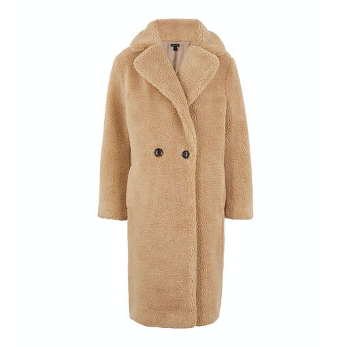 stone double breasted teddy maxi coat
