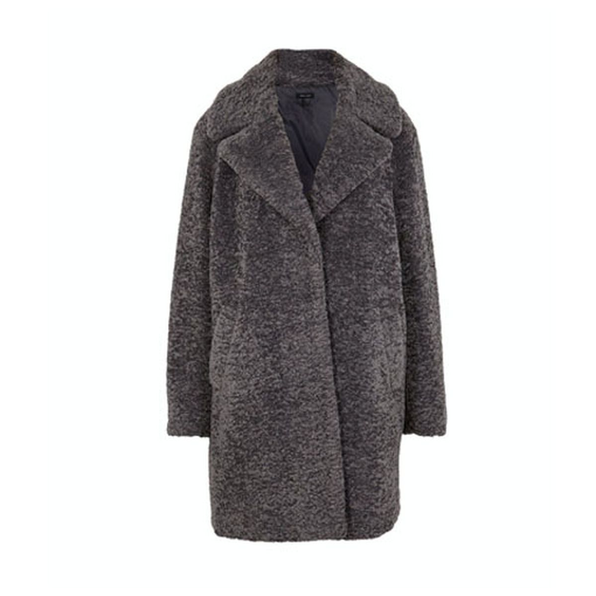 dark grey teddy faux fur long coat