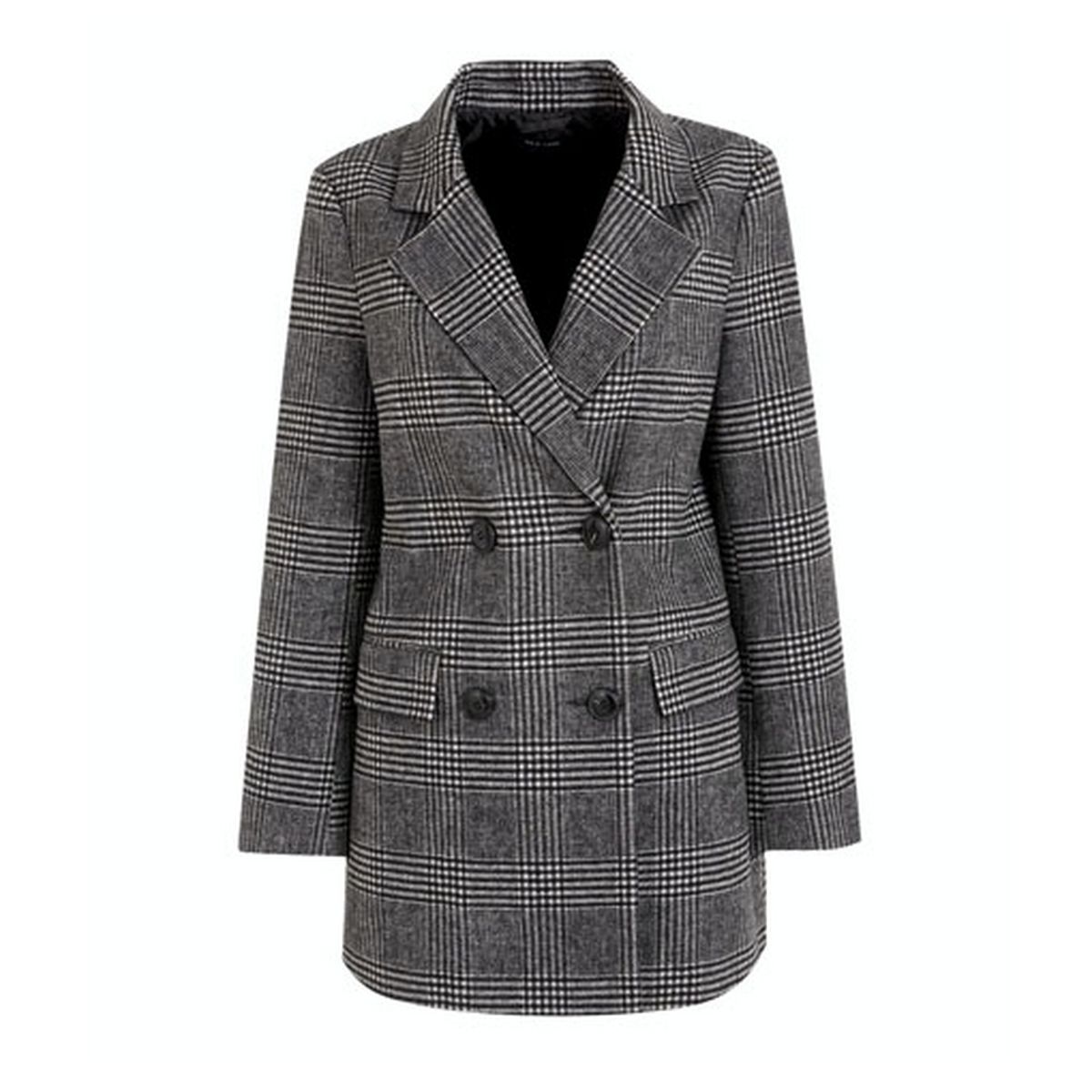 light grey check double breasted blazer coat