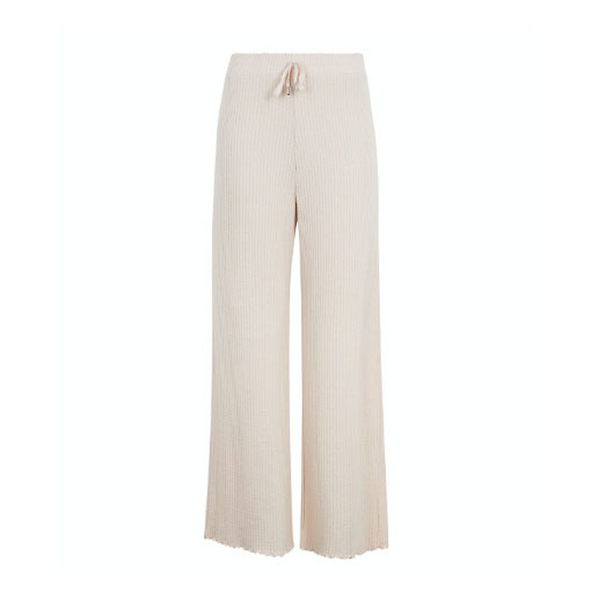 cream waffle jersey frill trim lounge trousers