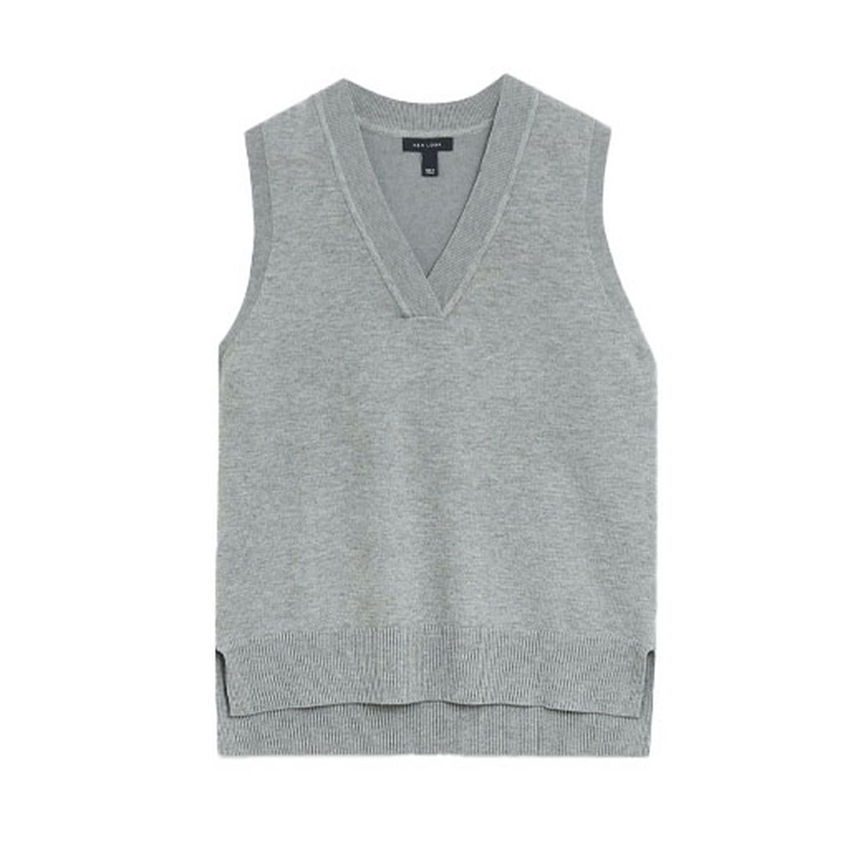 grey sleeveless long vest jumper