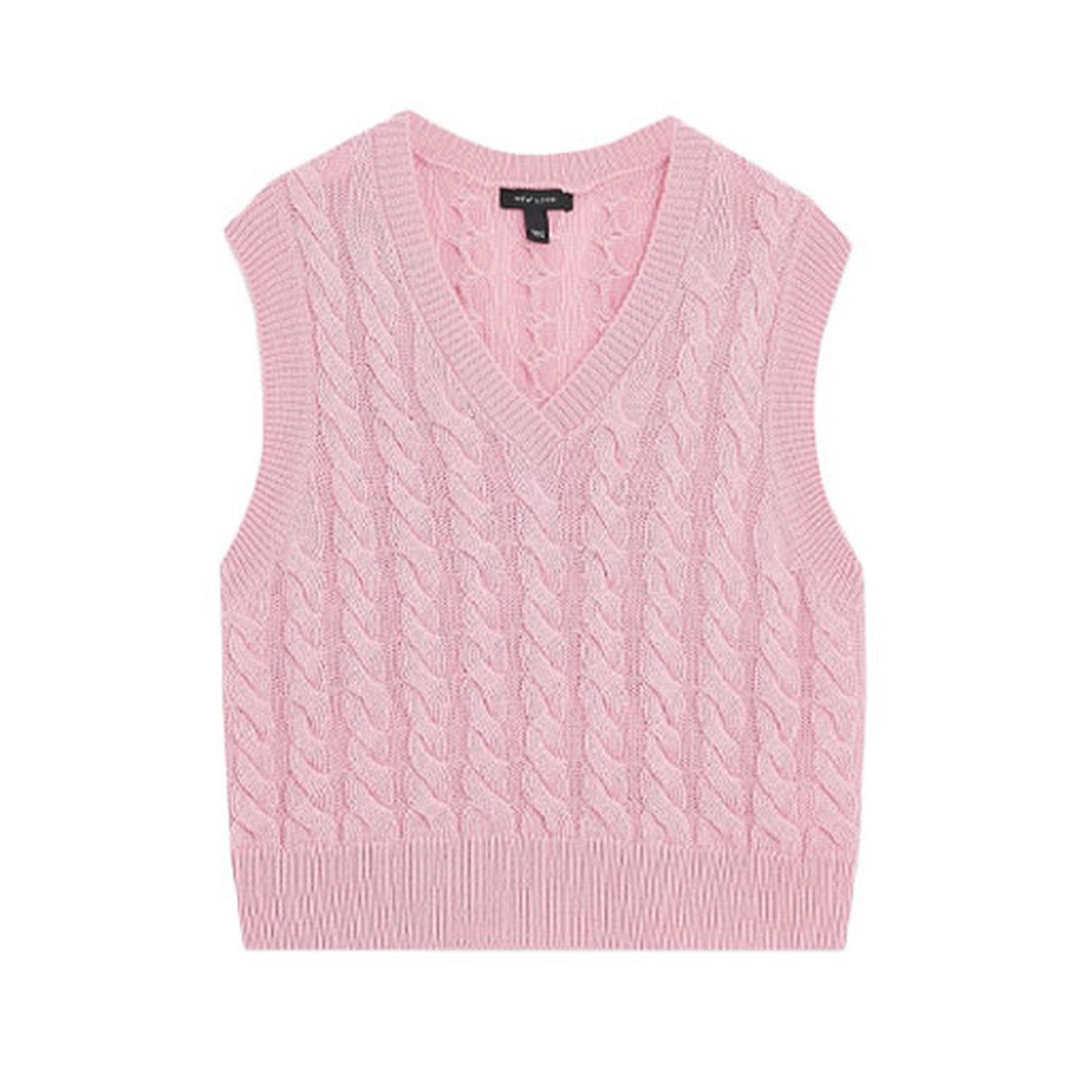 bright pink cable knit vest jumper