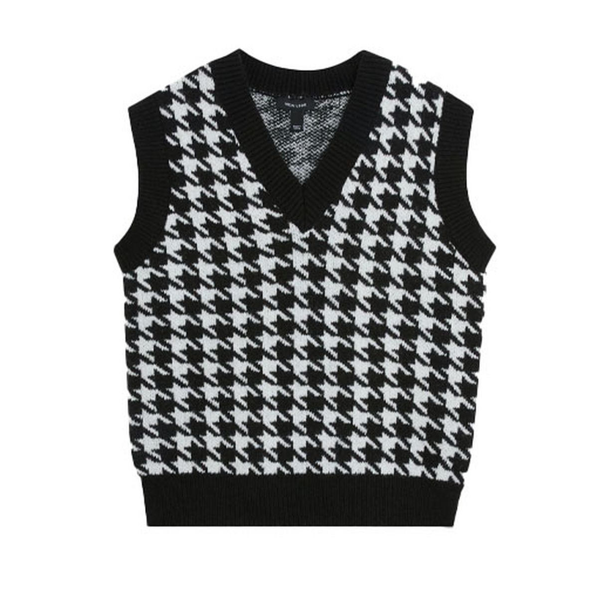 black dogtooth sleeveless vest jumper