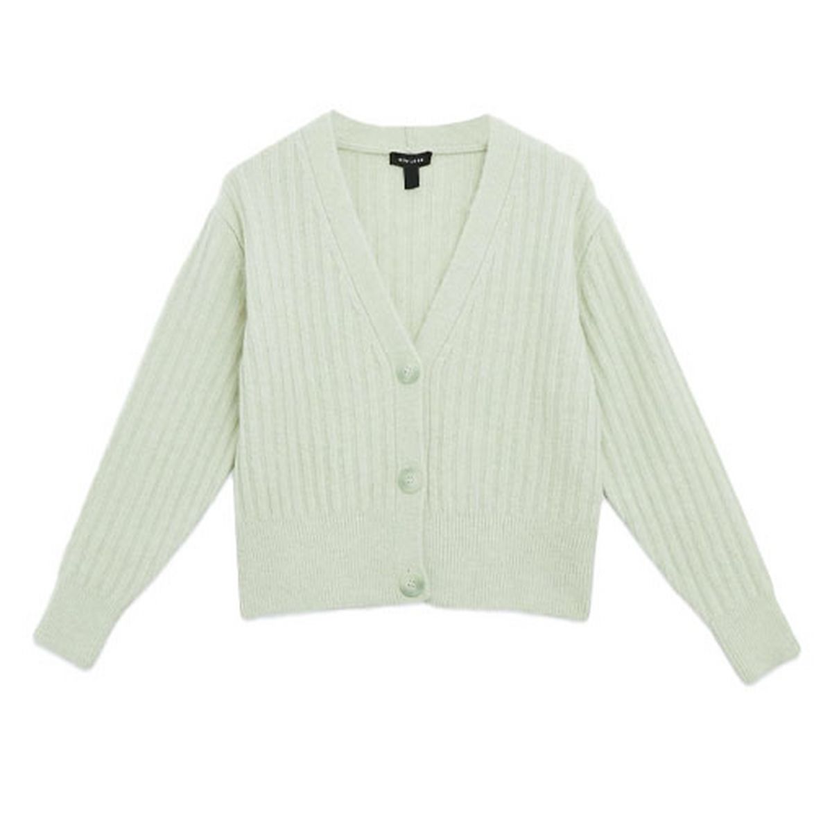 light green ribbed knit boxy cardigan