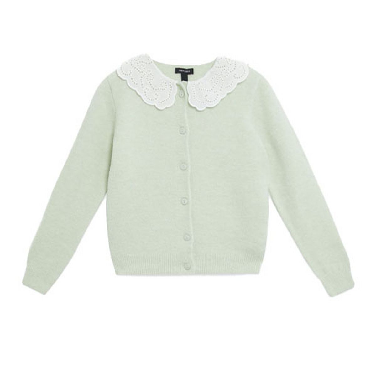 light green broderie collar cardigan