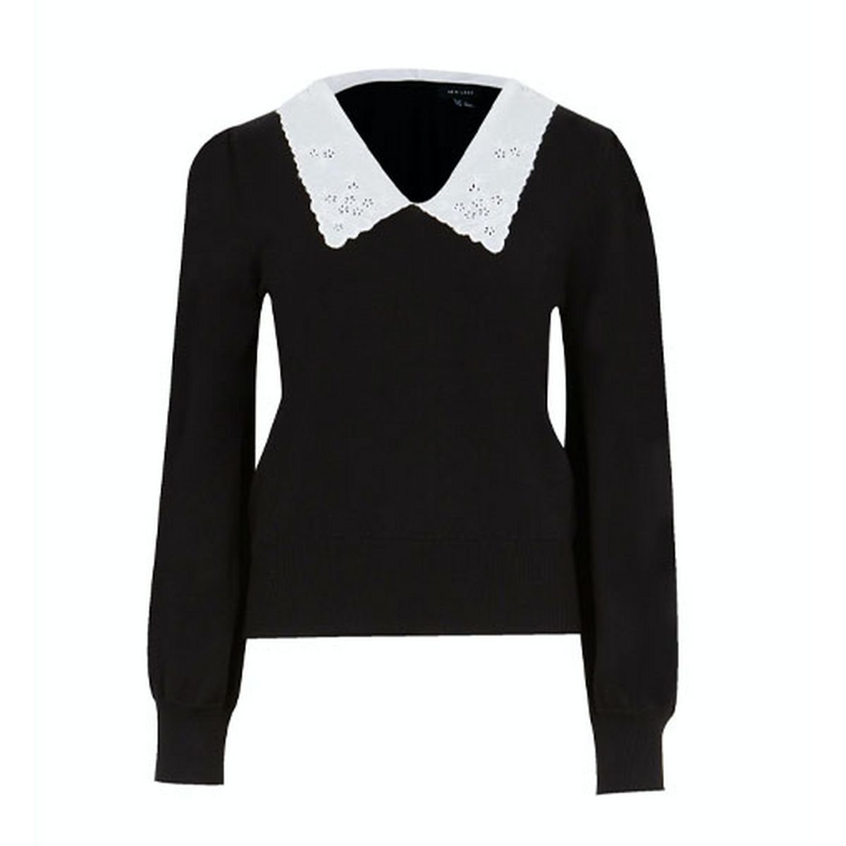 black floral broderie collar jumper