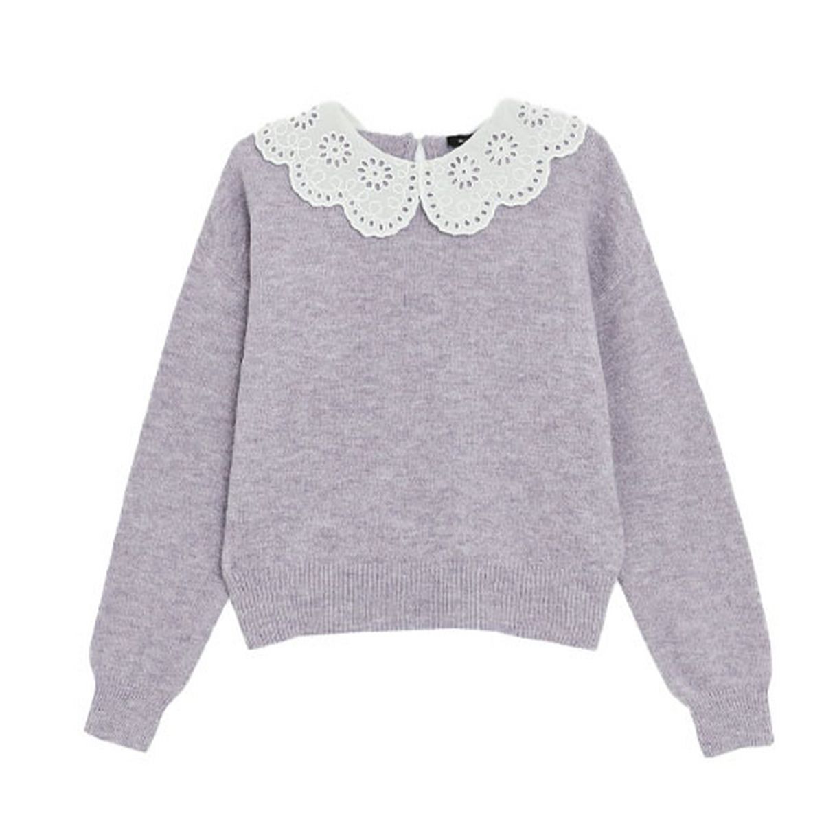 lilac broderie collar jumper