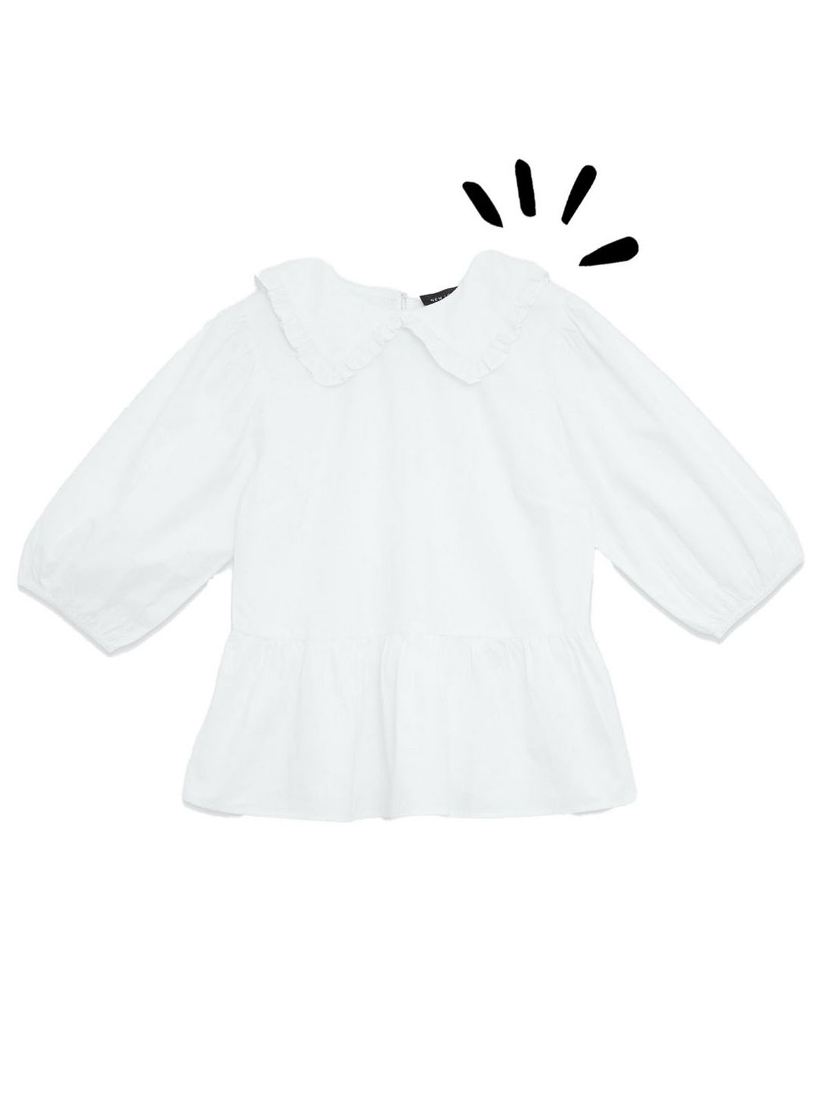 white poplin frill collar peplum blouse