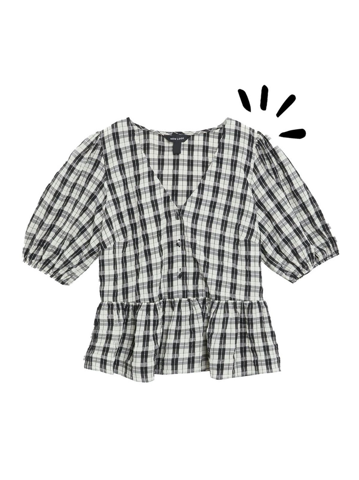 off white check peplum blouse