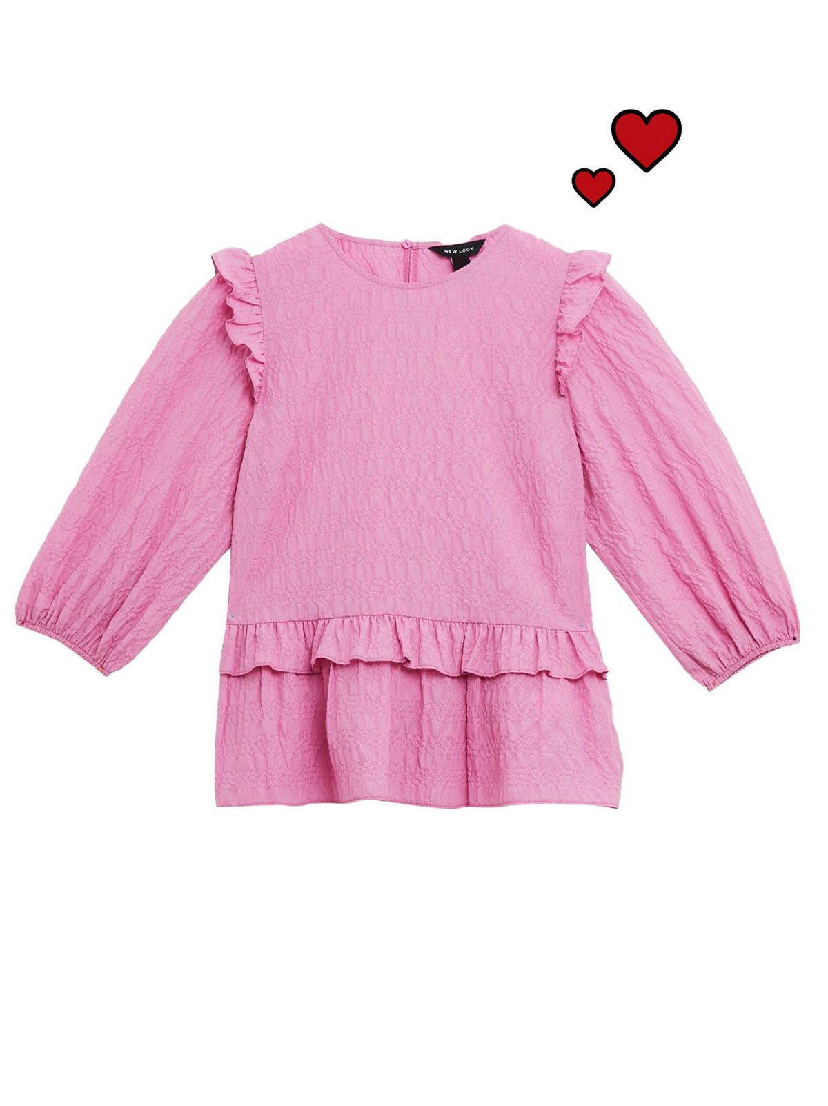 mid pink seersucker frill peplum top