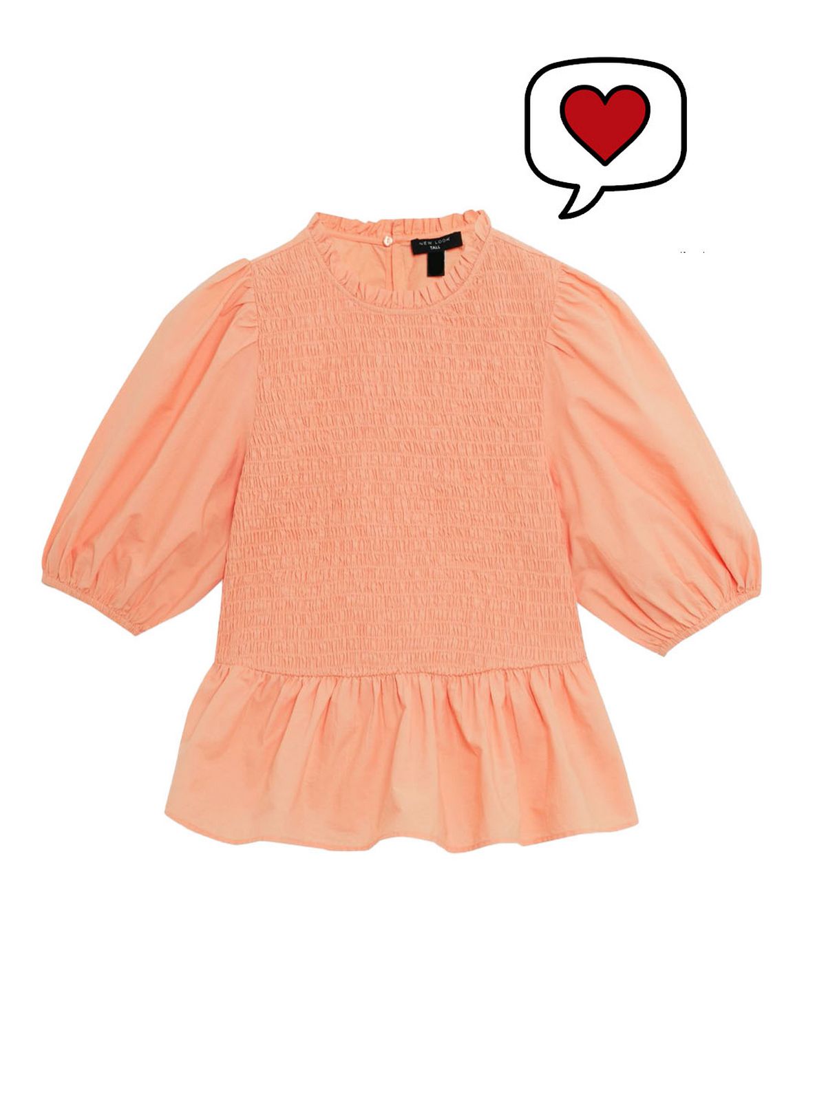 tall pale pink shirred puff sleeve peplum blouse