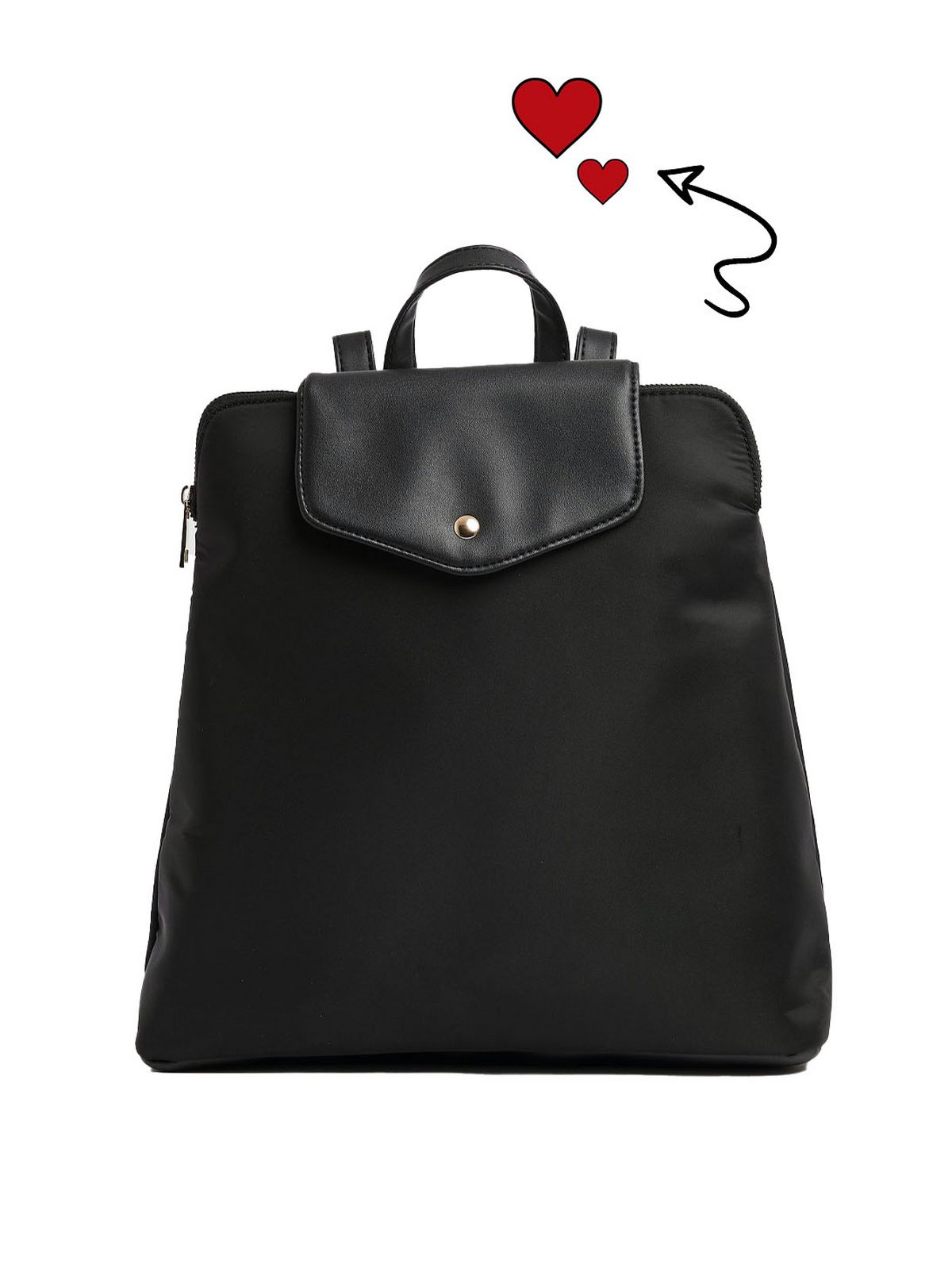 black leather-look strap backpack