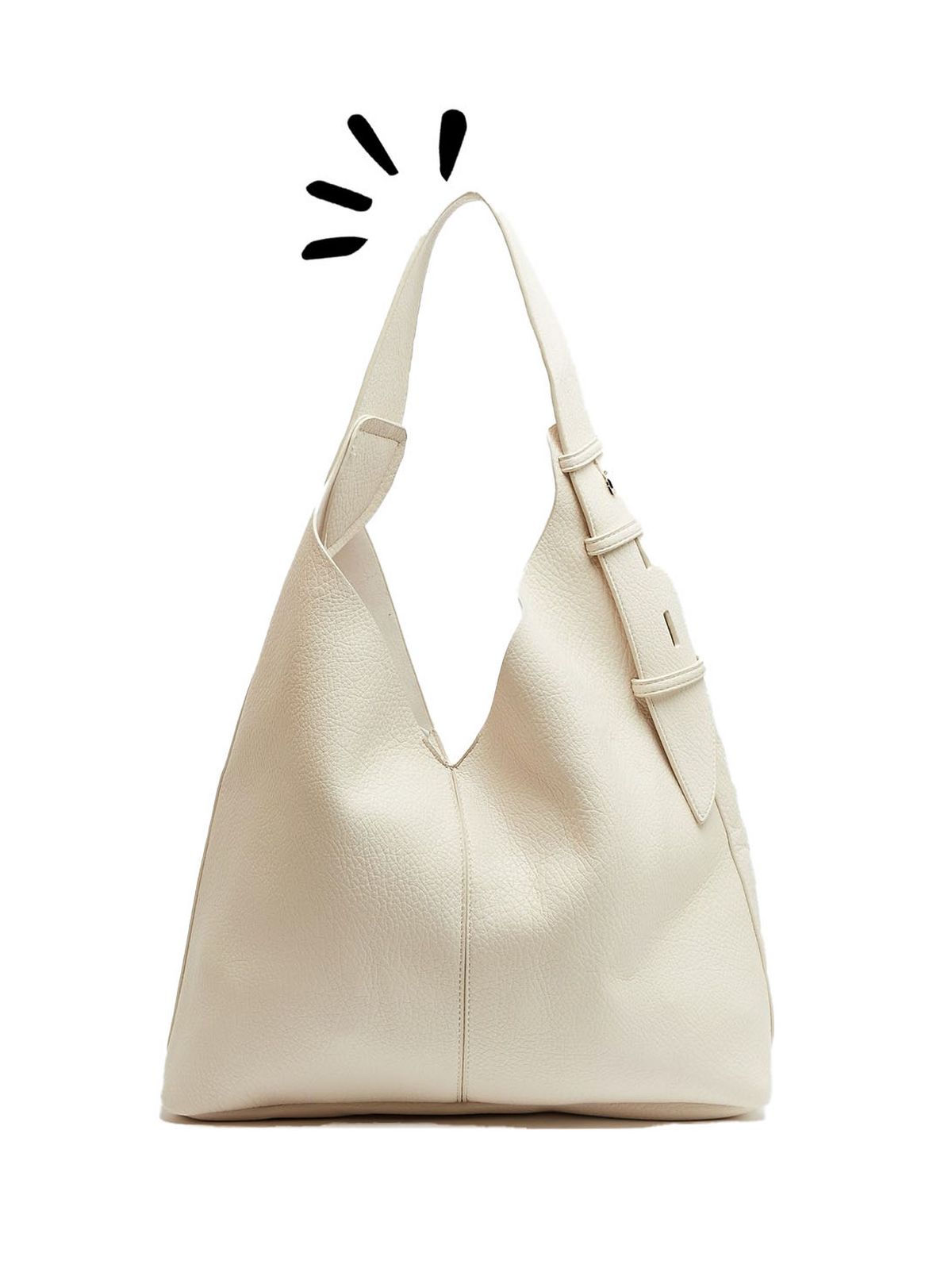 cream leather-look slouch tote bag