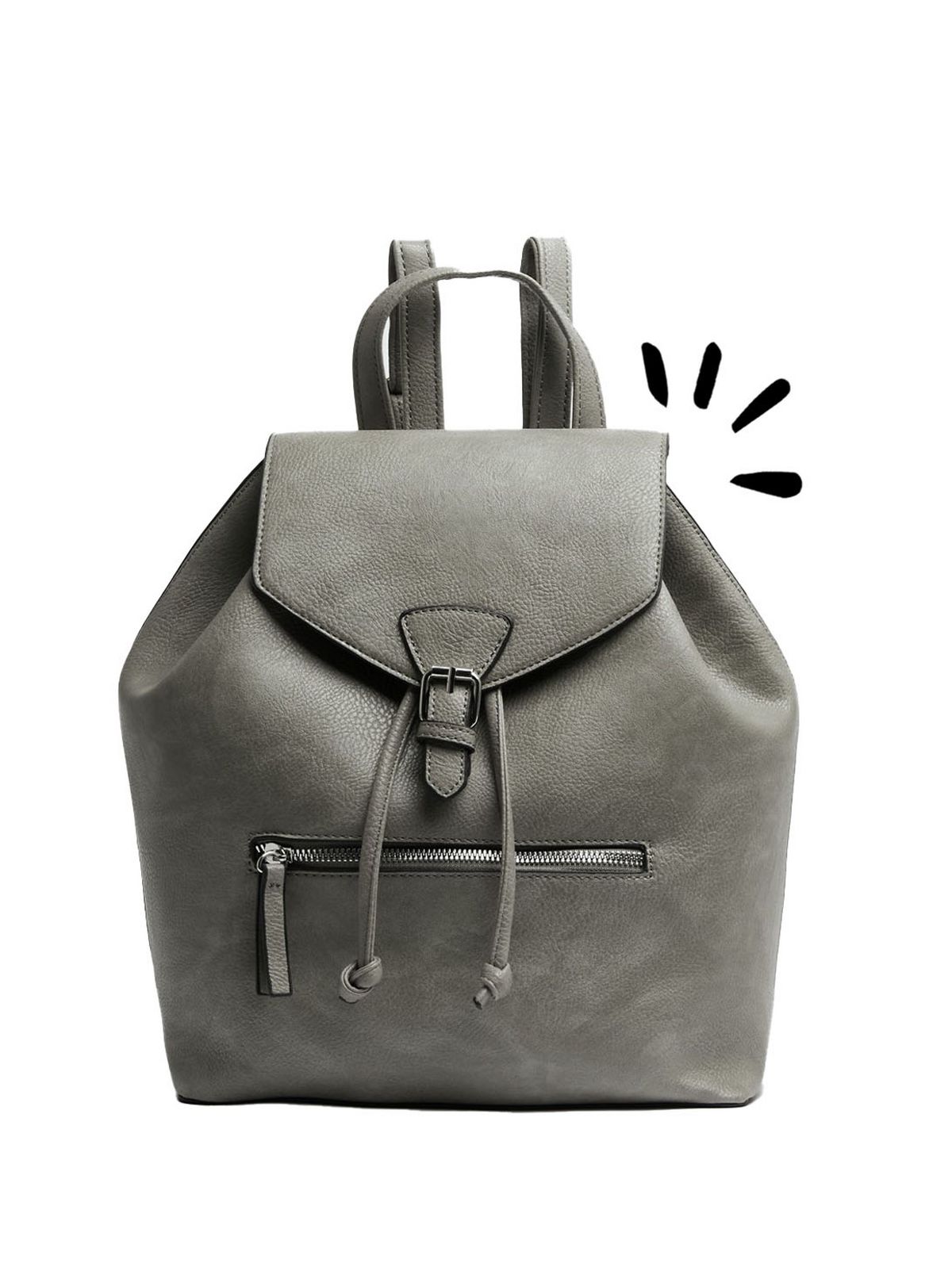 grey leather-look drawstring backpack