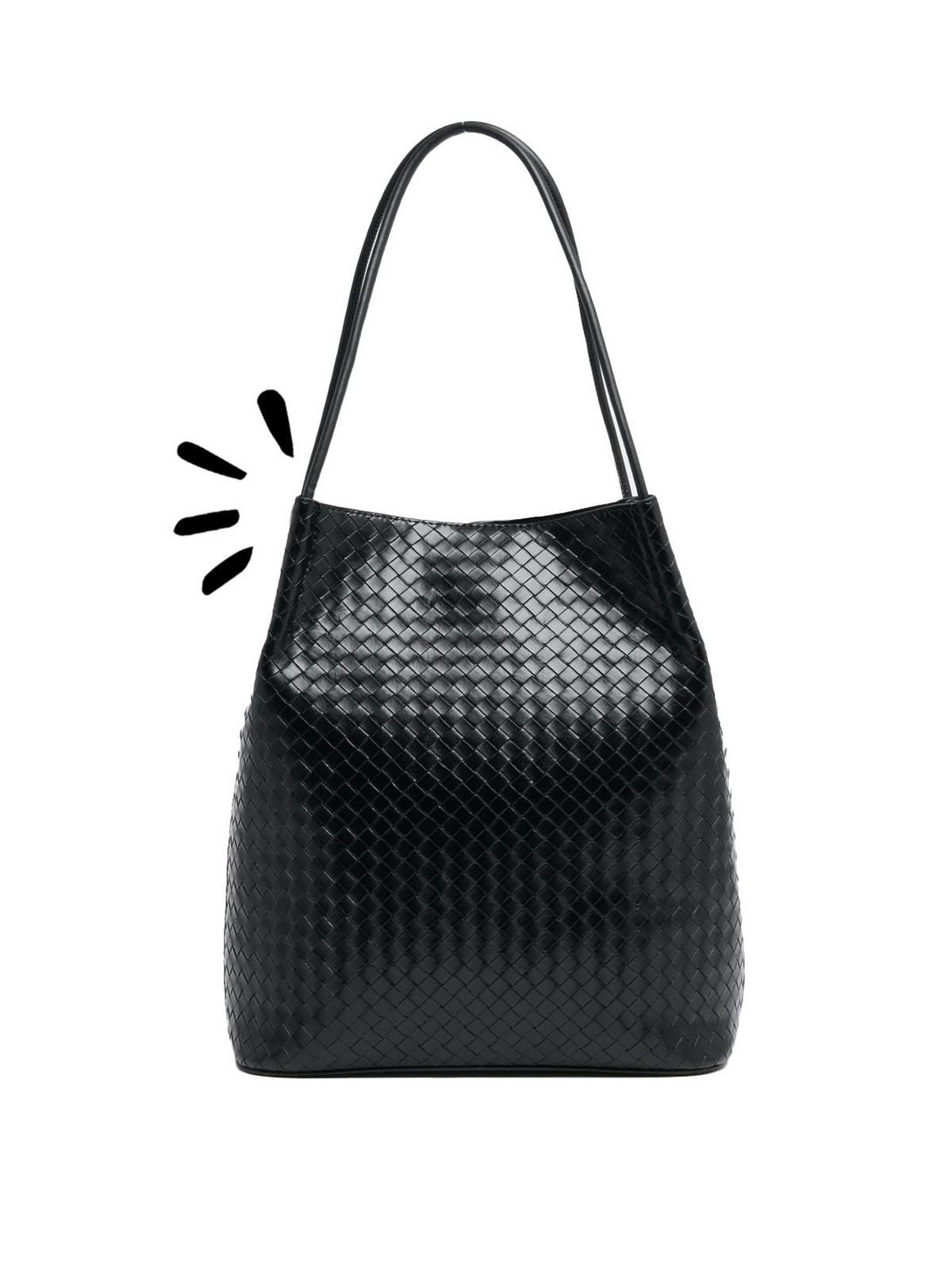 black leather-look woven tote bag