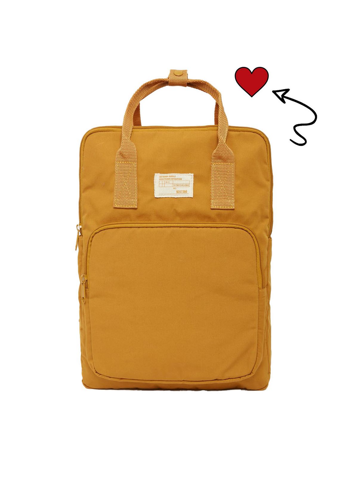 mustard tab front backpack
