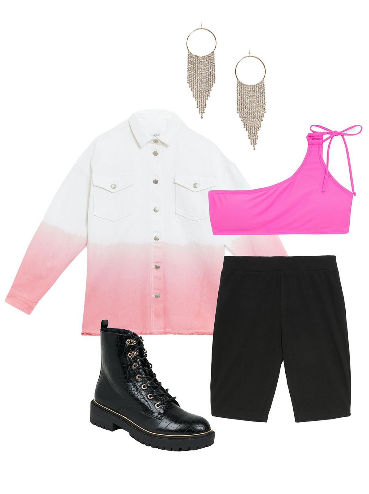 Women's pink ombre denim oversized shirt