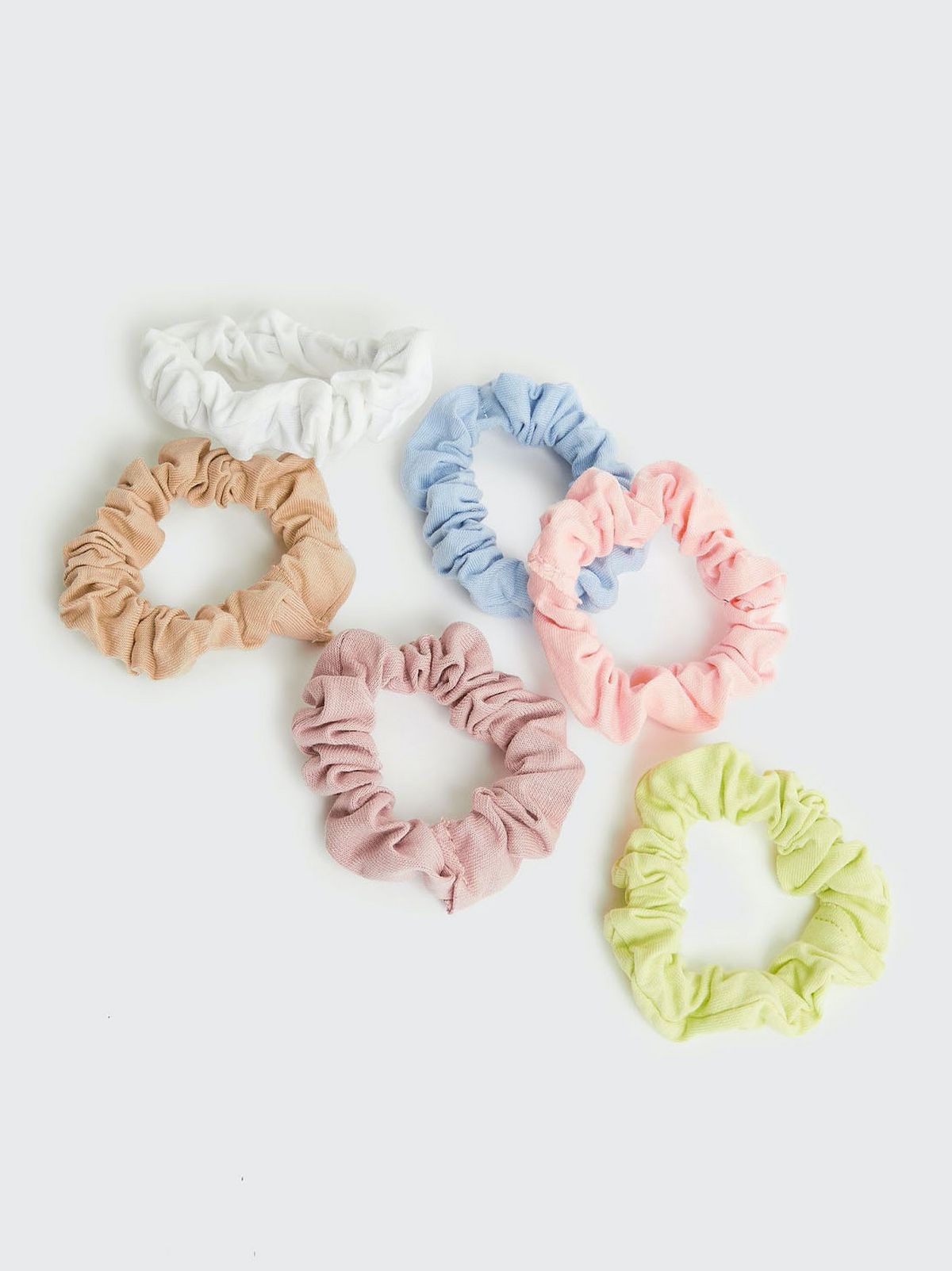 6 Pack Multicoloured Mini Jersey Scrunchies