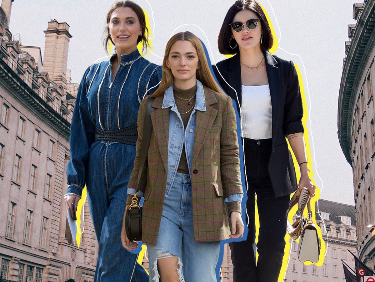 Women's denim outfits and looks for work