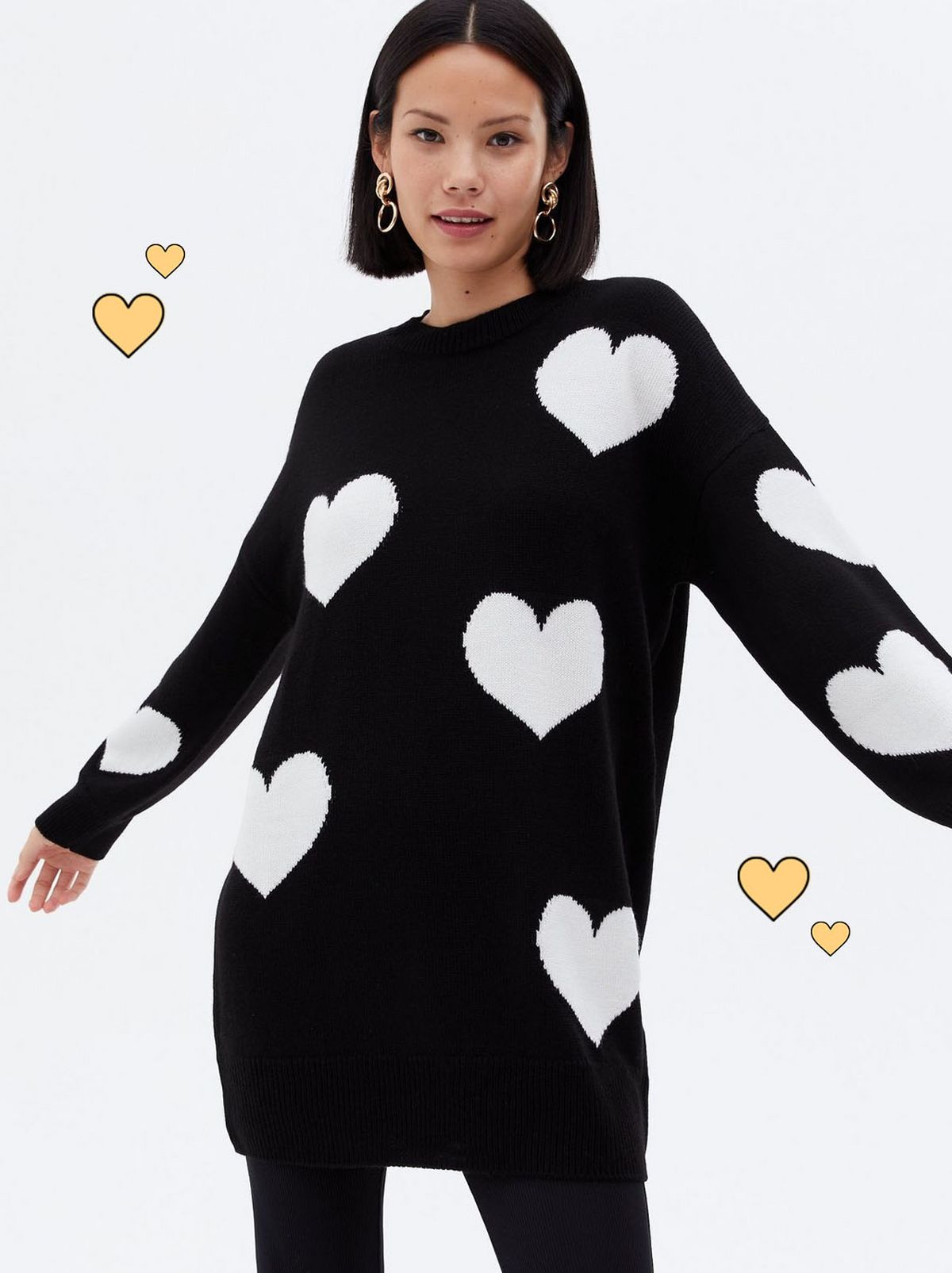 Emily Atack New Look collection Black Heart Long Jumper