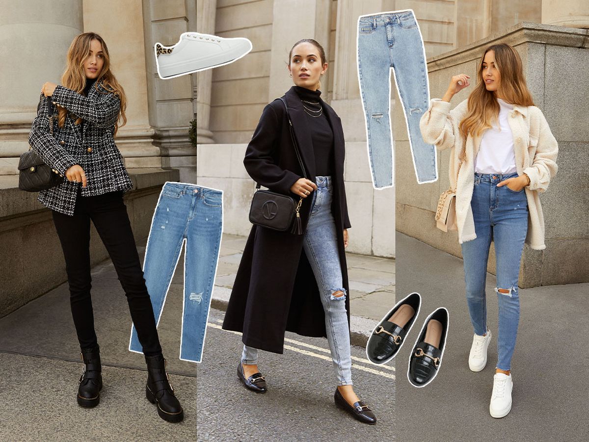 Kate Hutchins wearing denim and shoes