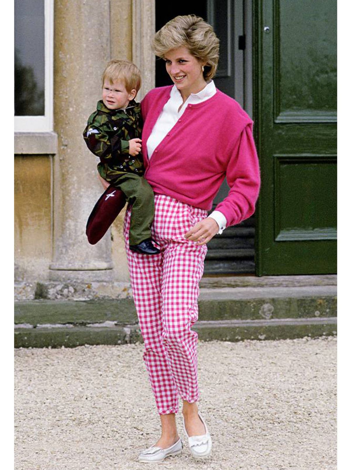 princess diana wearing printed trousers