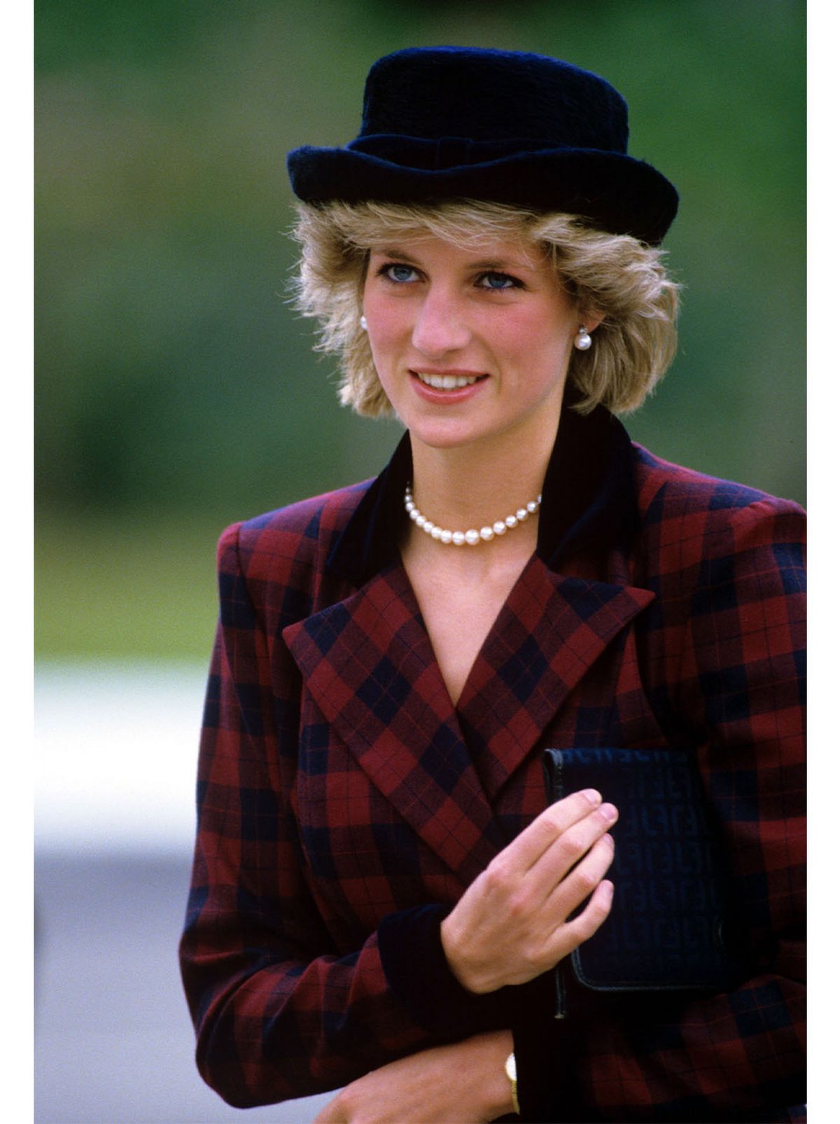 princess diana wearing preppy check clothing