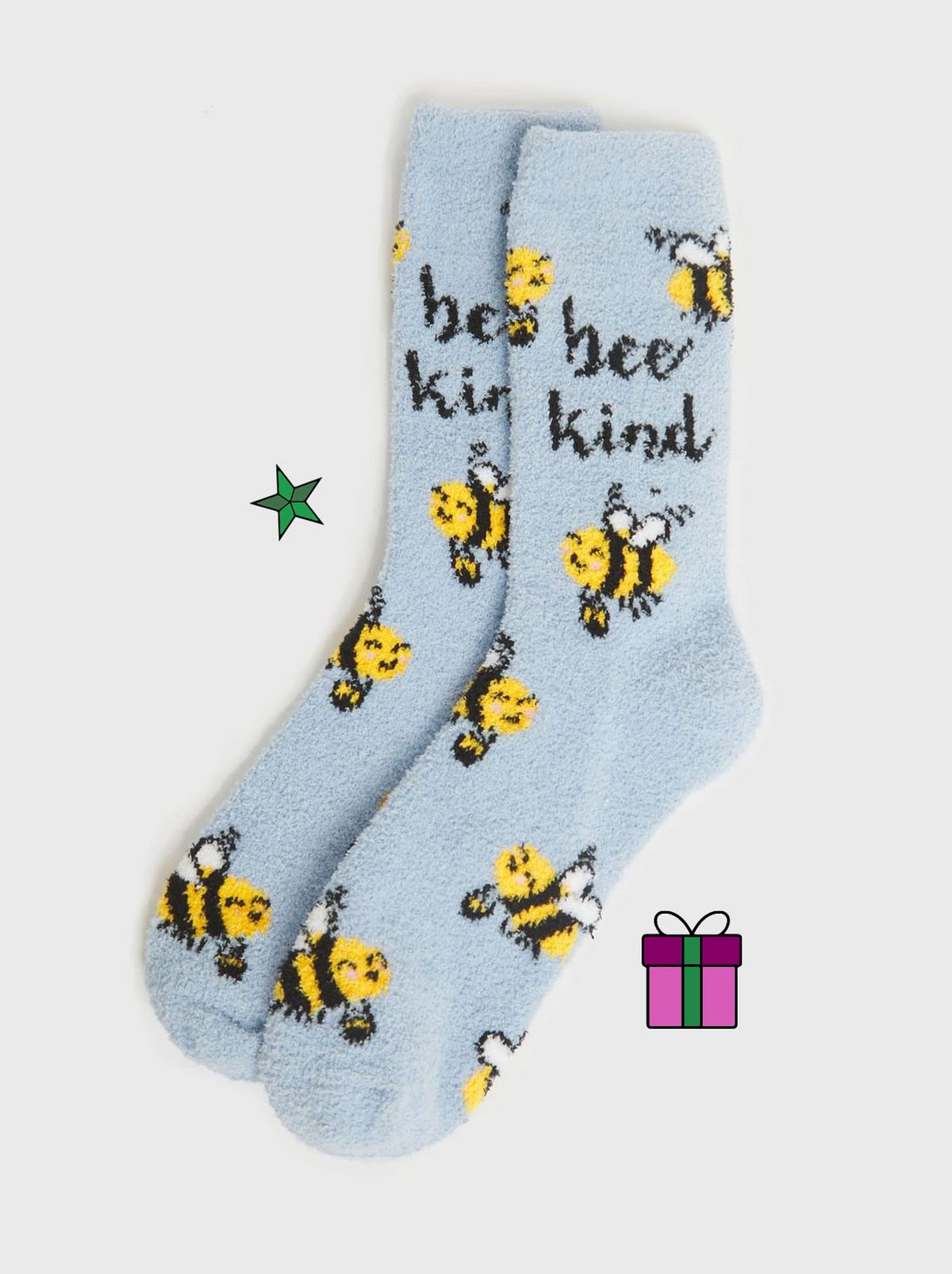 Blue Bee Kind Fluffy Socks	