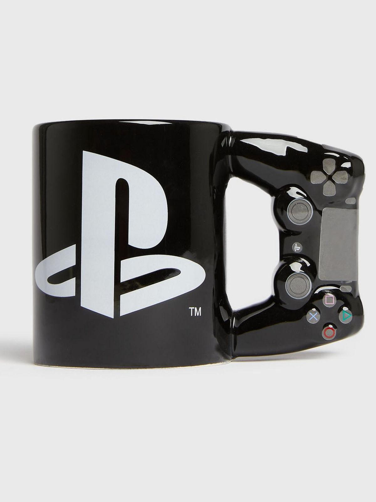 Black playstation controller mug