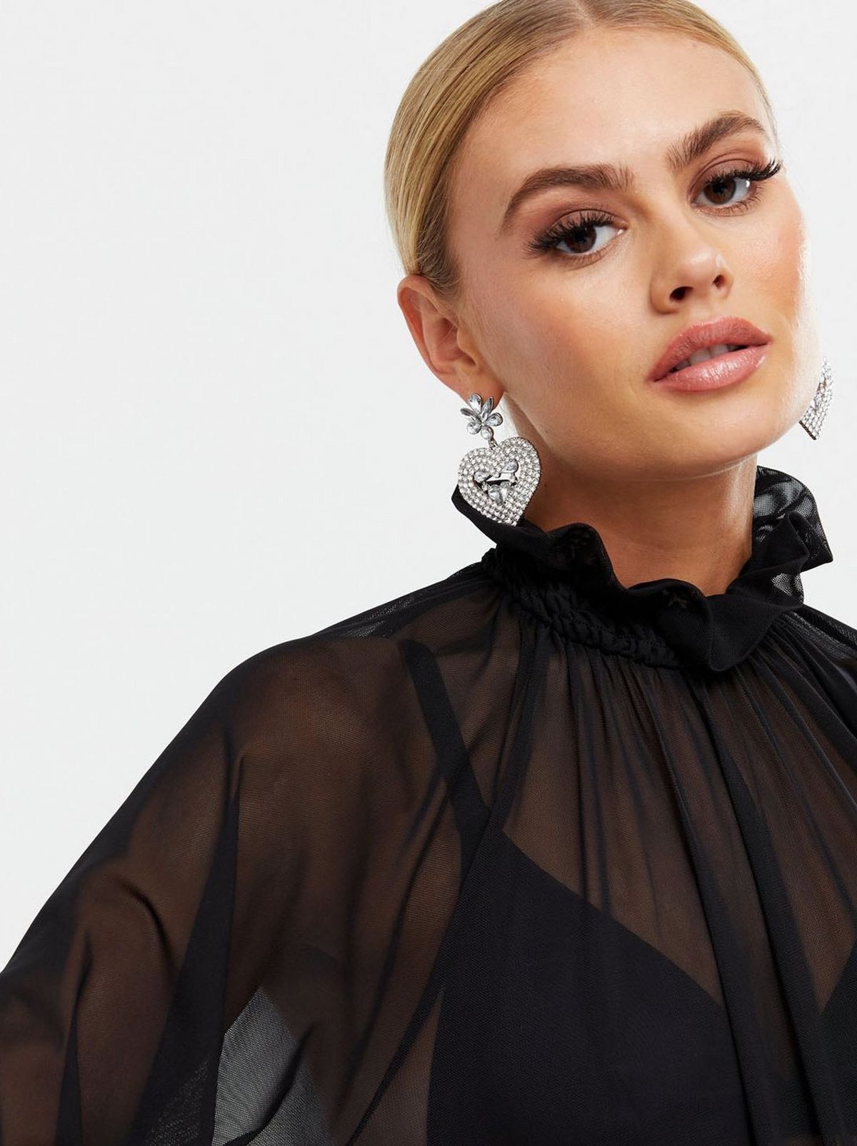 Women's Little Mistress Silver Heart Diamanté Drop Earrings