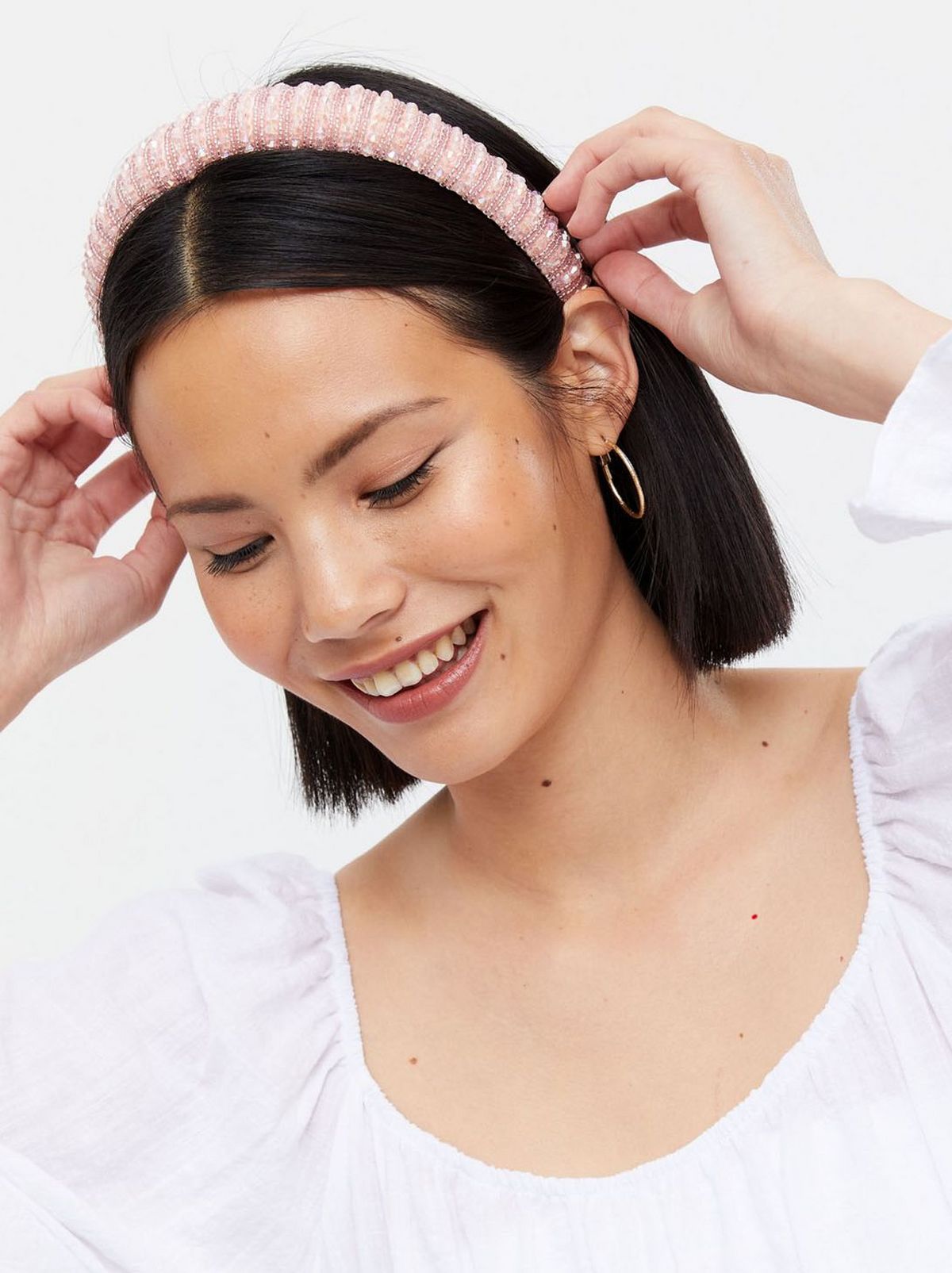 Women's Pink Beaded Headband