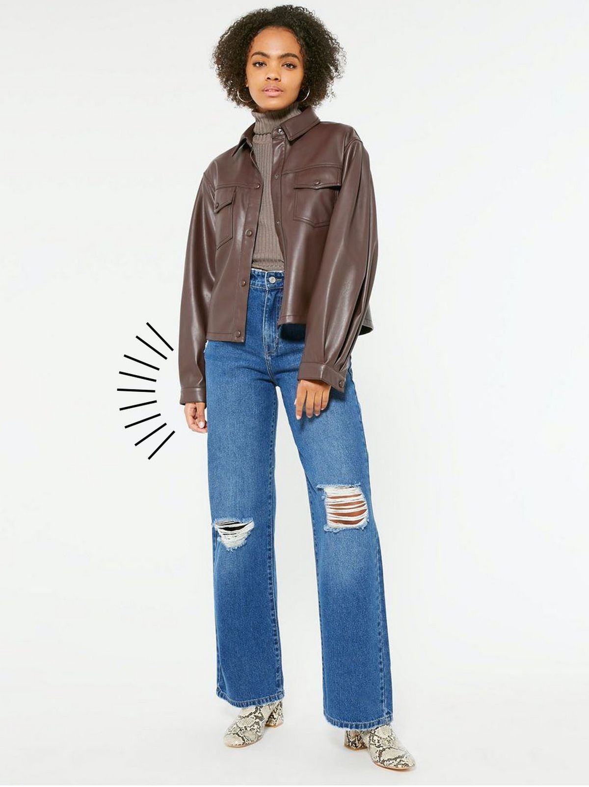 blue ripped high waist adalae wide leg jeans