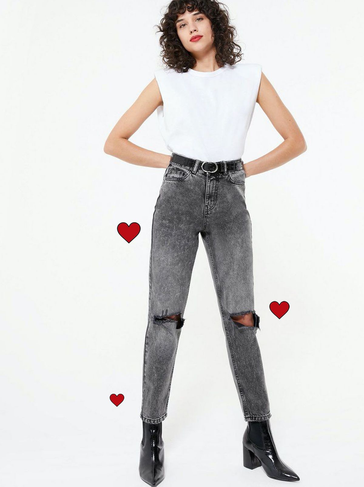 black ripped high waist tori mom jeans