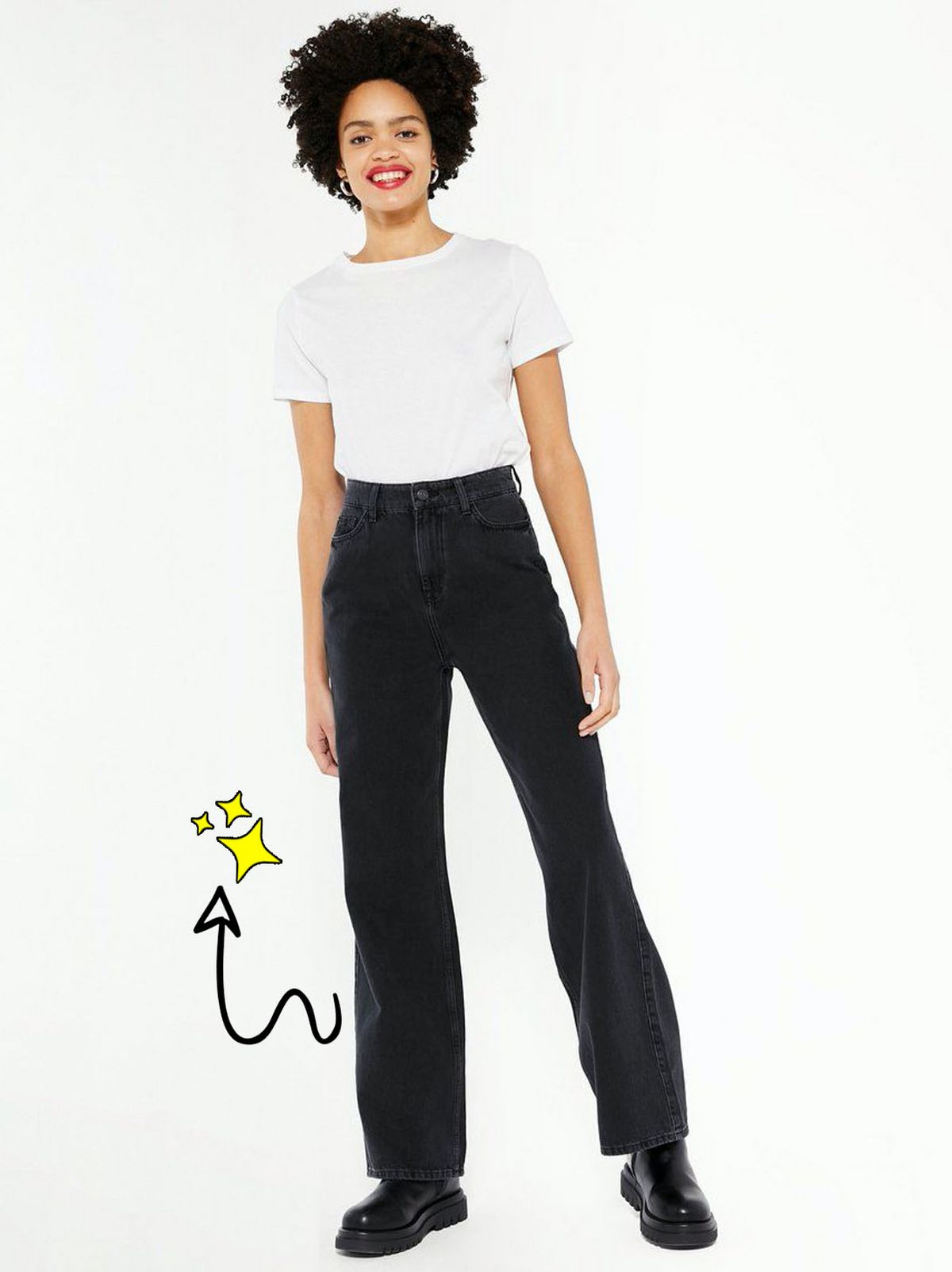 black high waist adalae wide leg jeans
