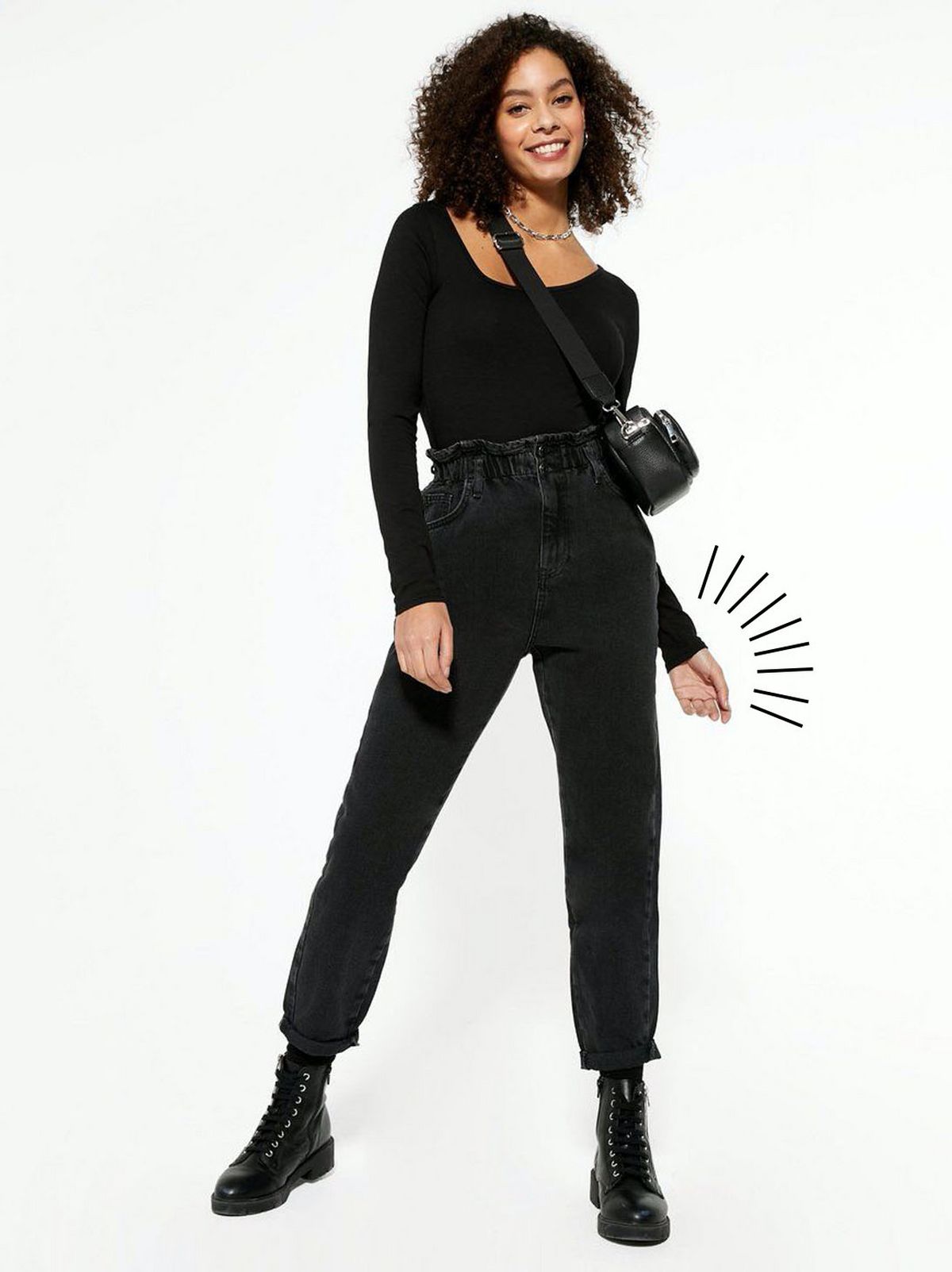 black elasticated high waist dayna tapered jeans