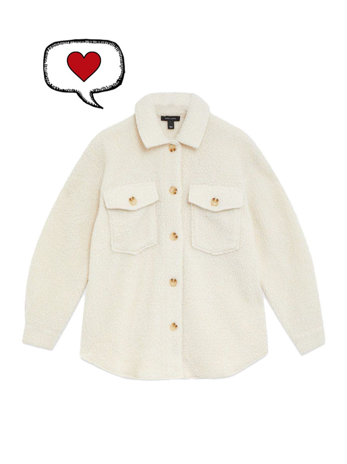 cream teddy button up shacket