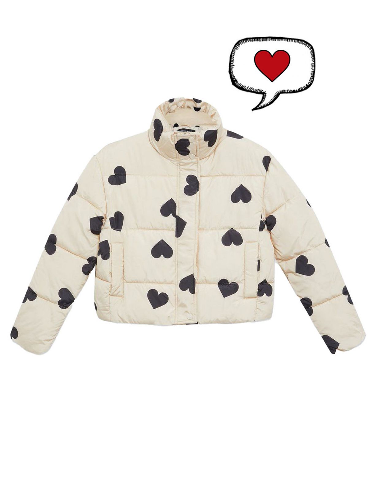 wednesday's girl off white heart puffer jacket