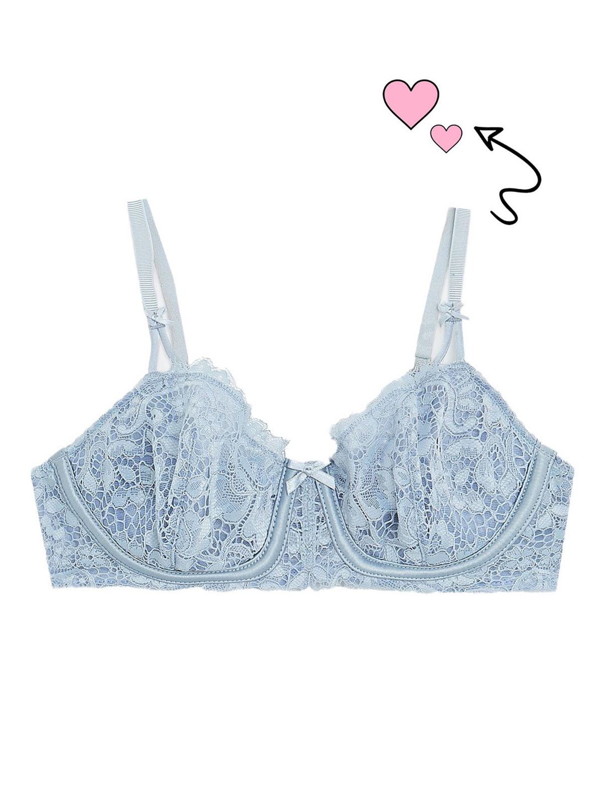 pale blue lace demi cup bra