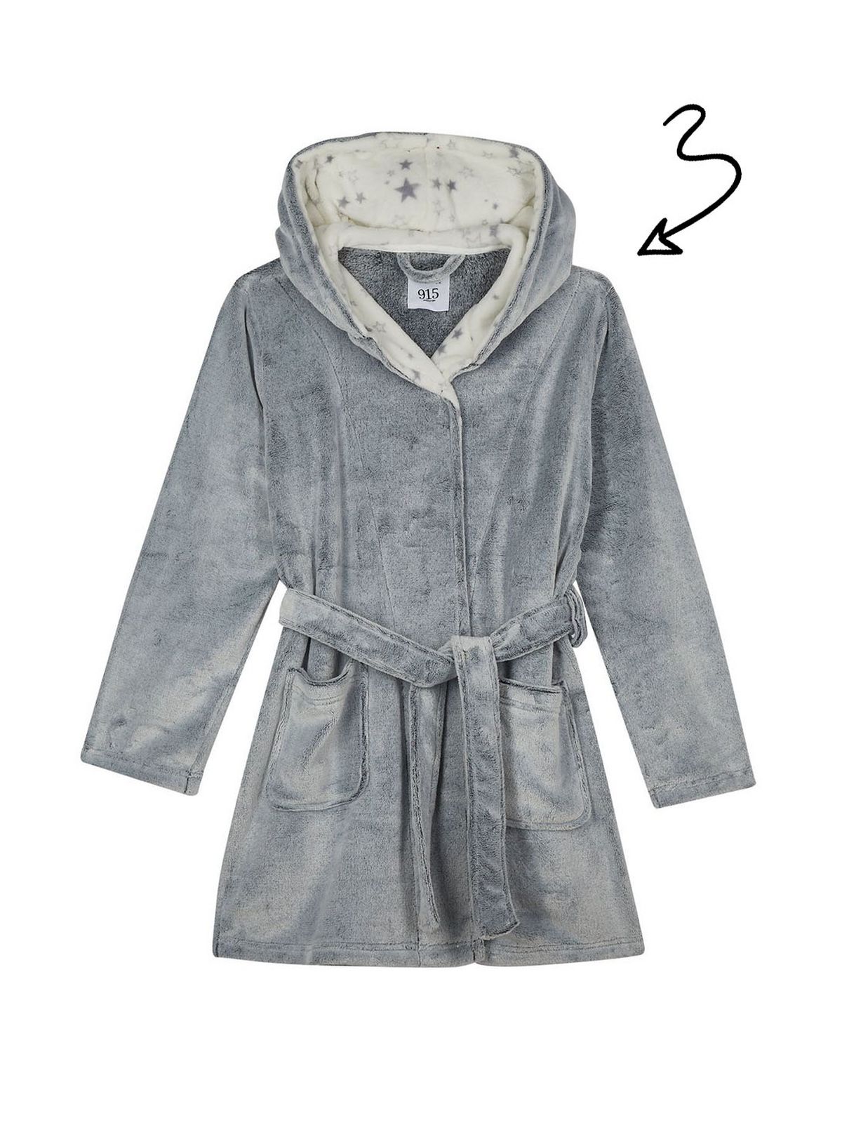 girls pale grey fleece hooded dressing gown