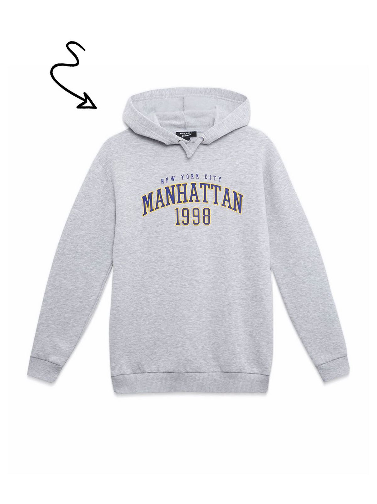 girls grey manhattan logo long hoodie