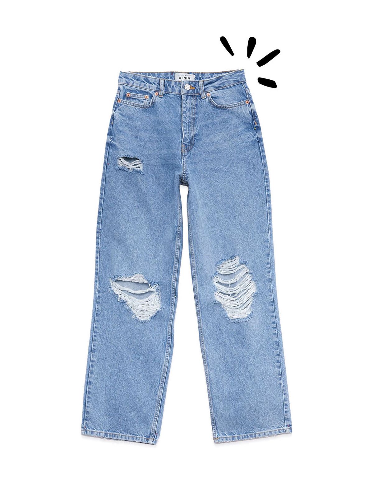 girls blue ripped full length anica straight leg jeans