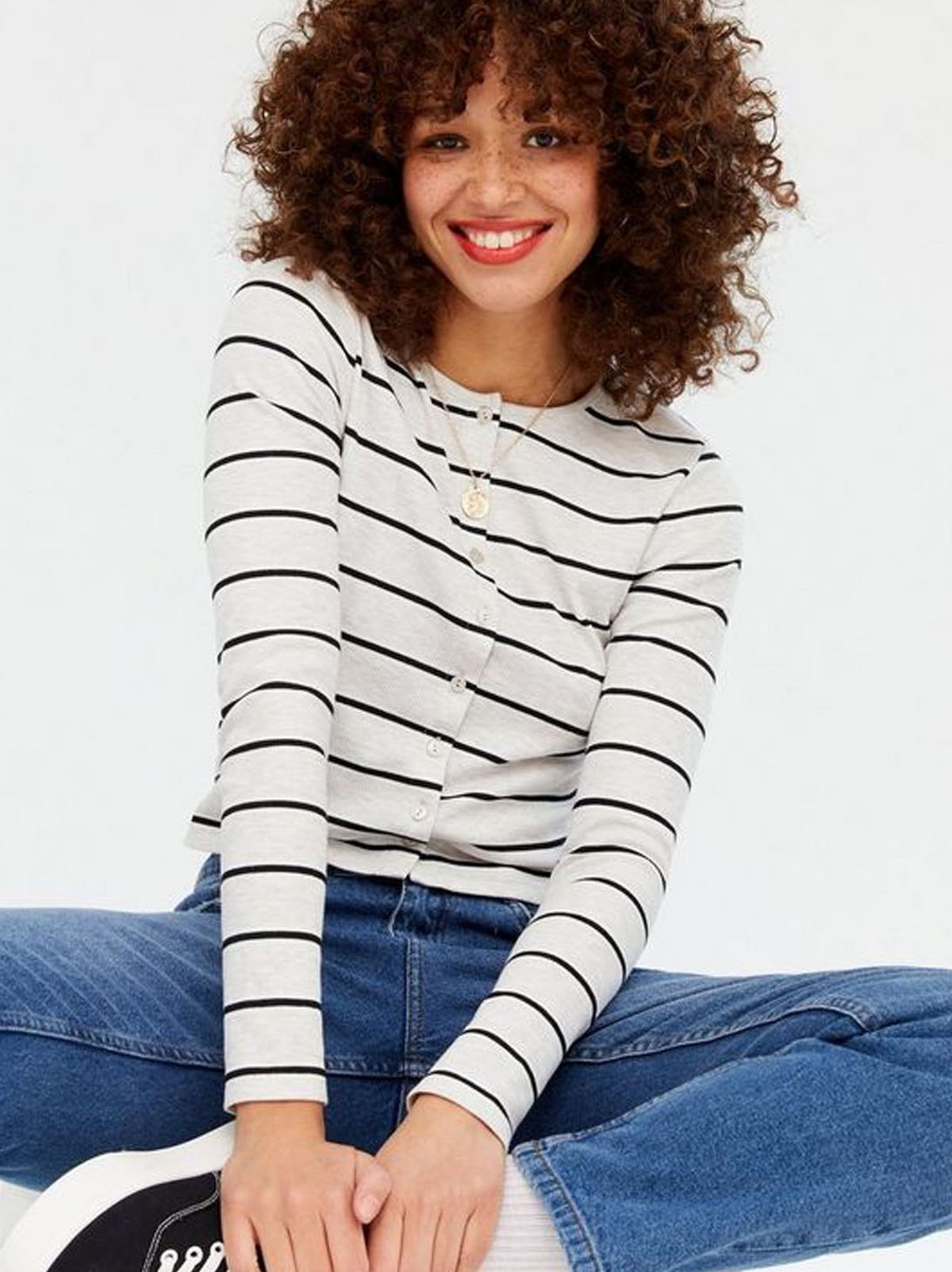dark brown stripe jersey button up cardigan