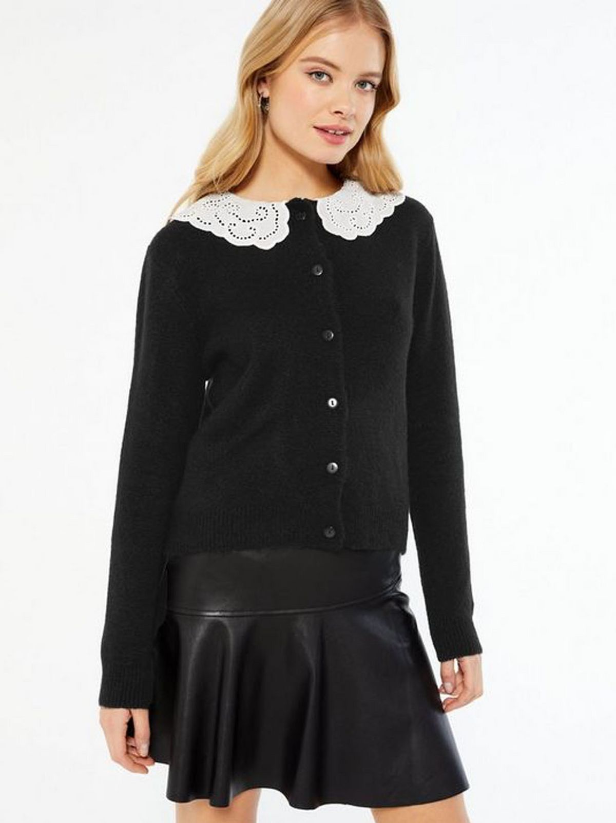 black broderie collar cardigan