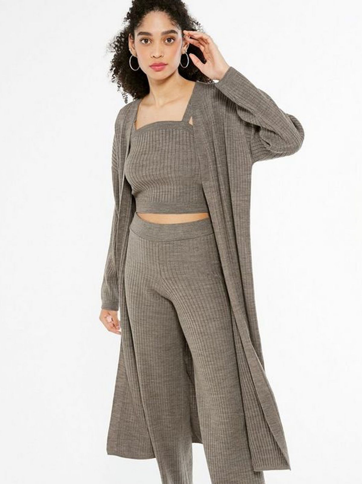 mink ribbed knit maxi cardigan