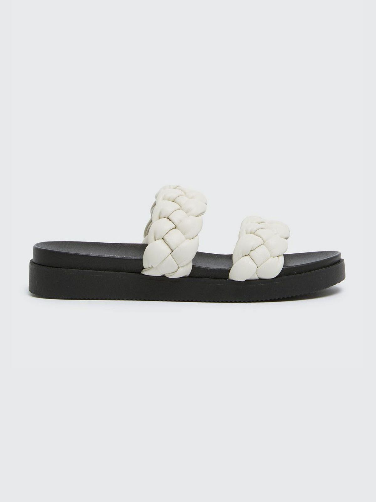 Lades Black Chunky Flat Sandals Sliders