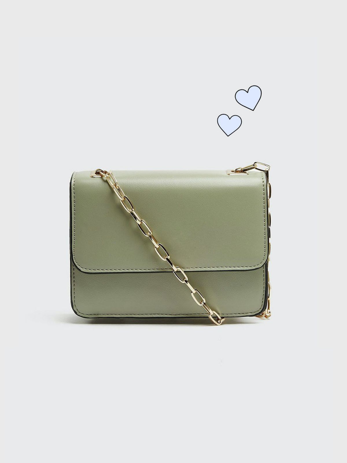 Women's light green chain strap shoulder bag